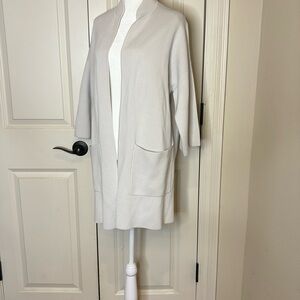 Eileen Fisher Medium silk/cotton blend Bone/Cream Open-Front Women's cardigan